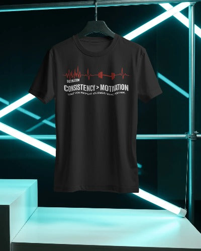 Unisex Basic T-Shirt of ' CONSISTENCY>MOTIVATION '